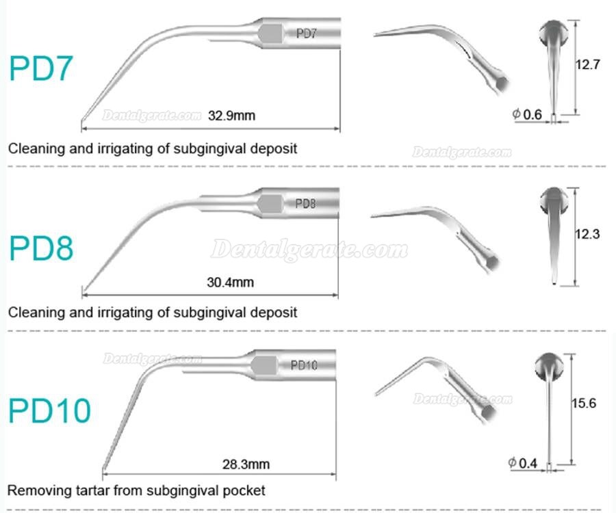 10 Stück Refine® UltraschallScaler Piezo Spitzen für Parodontologie P10 P11 P12 P14L P18 P20 P20L P20R P21 22 LR Kompatibler EMS