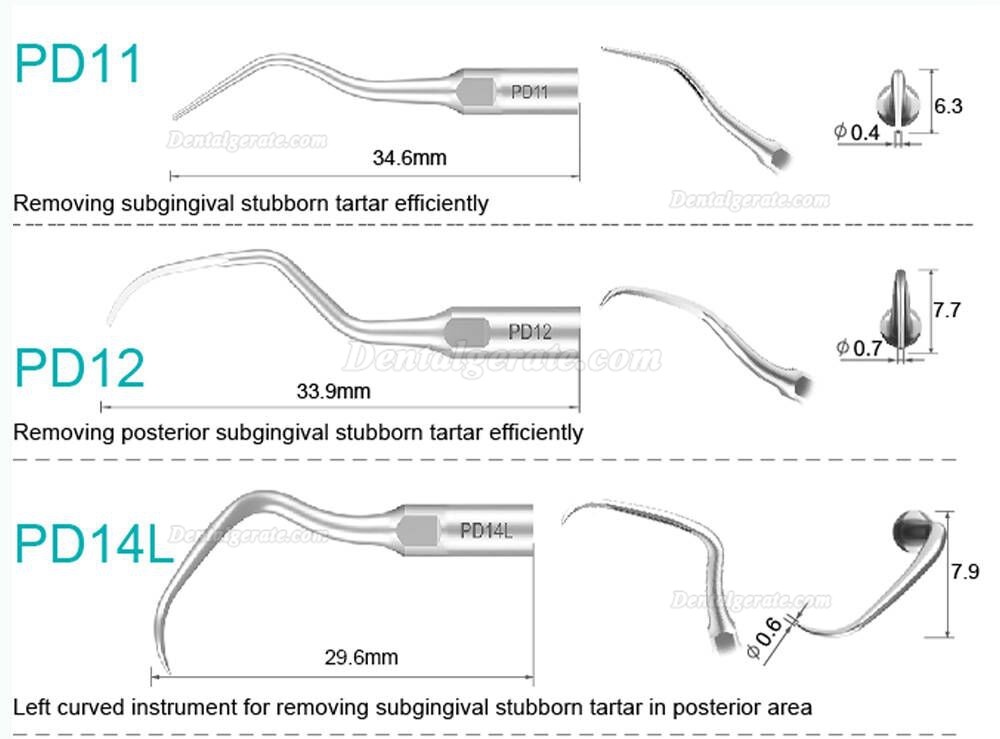 10 Stück Refine® UltraschallScaler Piezo Spitzen für Parodontologie P10 P11 P12 P14L P18 P20 P20L P20R P21 22 LR Kompatibler EMS