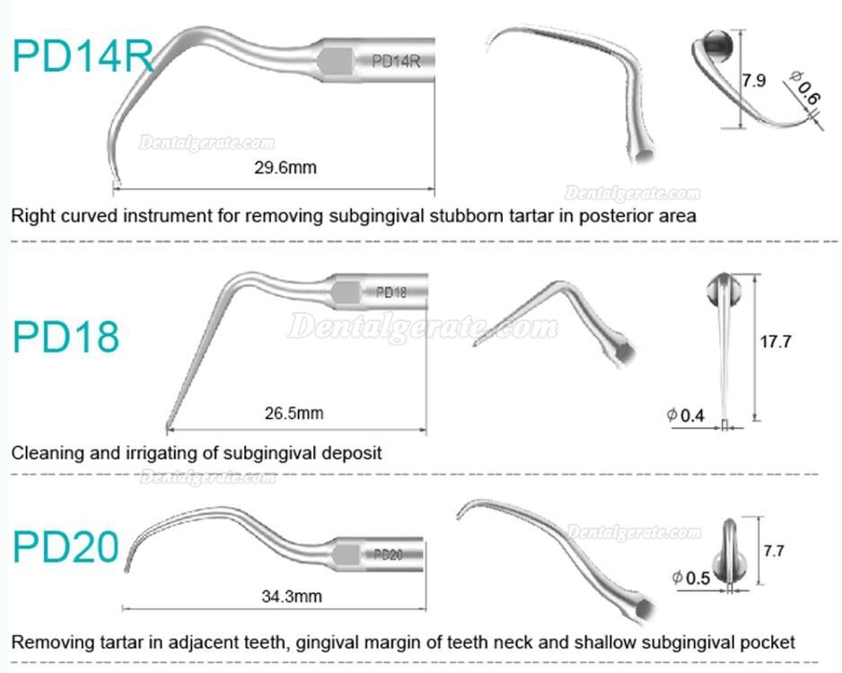 10 Stück Refine® UltraschallScaler Piezo Spitzen für Parodontologie P10 P11 P12 P14L P18 P20 P20L P20R P21 22 LR Kompatibler EMS