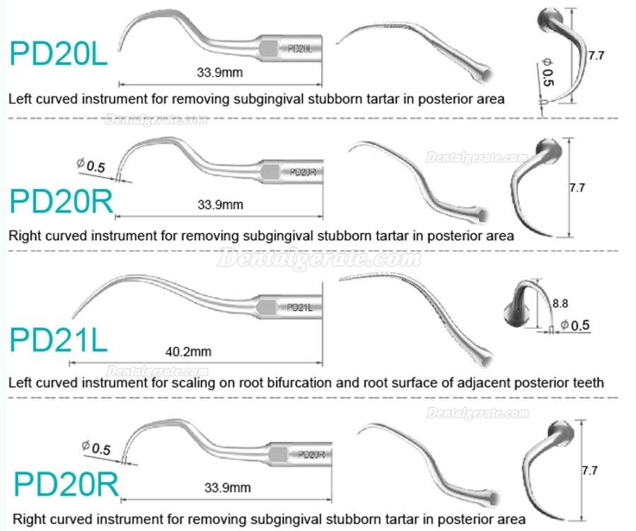 10 Stück Refine® UltraschallScaler Piezo Spitzen für Parodontologie P10 P11 P12 P14L P18 P20 P20L P20R P21 22 LR Kompatibler EMS
