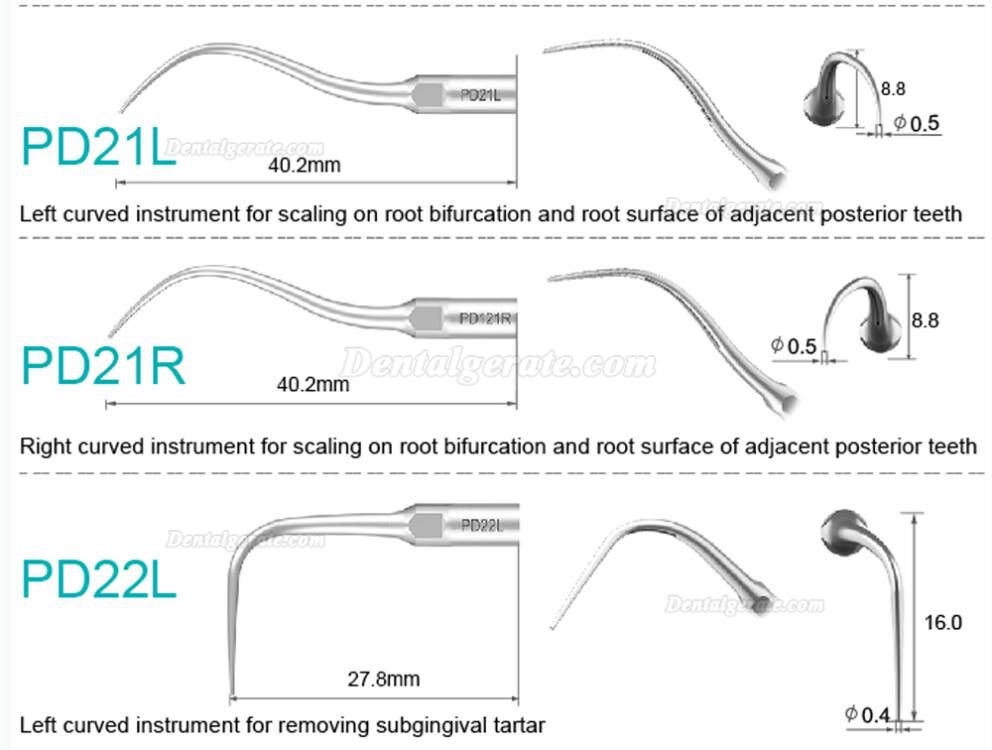 10 Stück Refine® UltraschallScaler Piezo Spitzen für Parodontologie P10 P11 P12 P14L P18 P20 P20L P20R P21 22 LR Kompatibler EMS