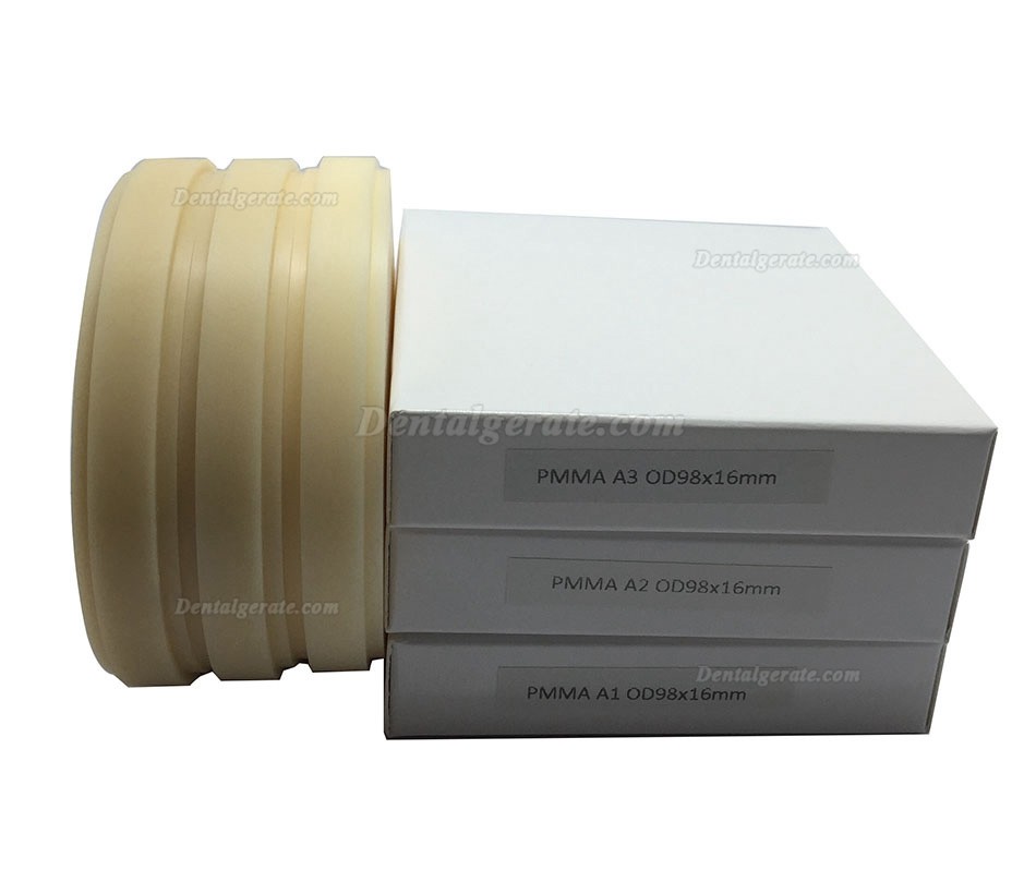 5 Stück 98mm x 12/14/16/18/20mm PMMA Ronden PMMA Fräsrohlinge (für Wieland CAD/CAM Fräsmaschine) 5 Stück 98mm x 12/14/16/18/20mm PMMA Ronden PMMA Fräsrohlinge (für Wieland CAD/CAM Fräsmaschine)