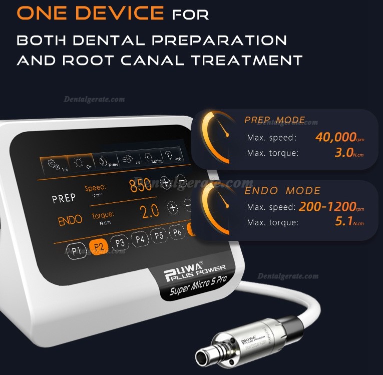 Pluspower&reg; Super Micro S Pro b&uuml;rstenloser mikromotor zahnmedizin (PREP/ENDO Modus 2in1)