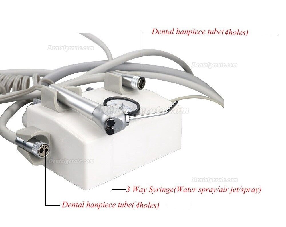 Dentale Tragbare Turbineneinheit zur Wandmontage 4H (Multifunktionsspritze + Fußpedalsteuerung) Dentale Tragbare Turbineneinheit zur Wandmontage 4H (Multifunktionsspritze + Fußpedalsteuerung)