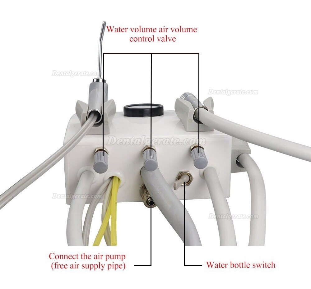 Dentale Tragbare Turbineneinheit zur Wandmontage 4H (Multifunktionsspritze + Fußpedalsteuerung) Dentale Tragbare Turbineneinheit zur Wandmontage 4H (Multifunktionsspritze + Fußpedalsteuerung)