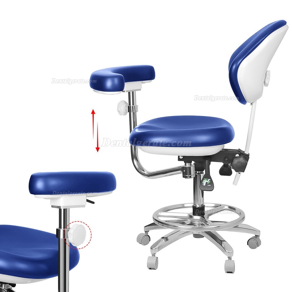 QIYUAN QY-600M-B2 Mobiler Zahnarzthelferin Hocker Zahnarztstuhl mit 360&deg; Drehbarer Armlehne