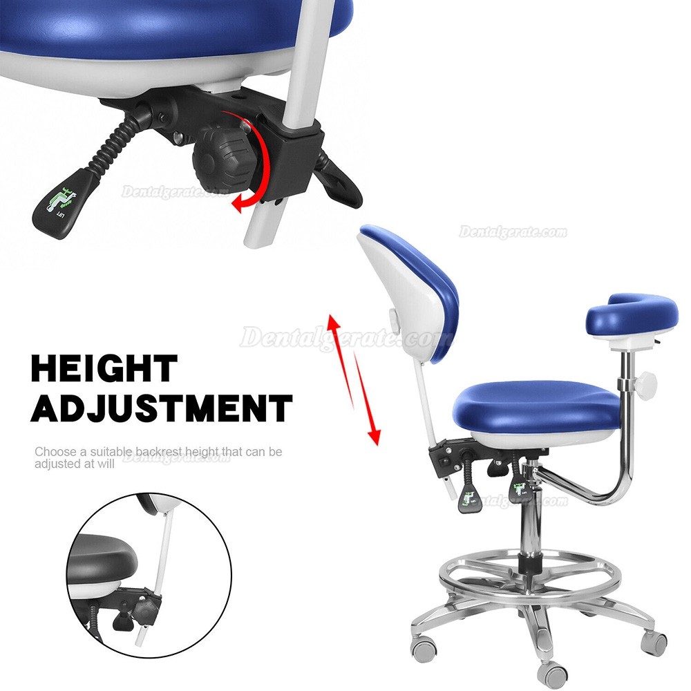 QIYUAN QY-600M-B2 Mobiler Zahnarzthelferin Hocker Zahnarztstuhl mit 360&deg; Drehbarer Armlehne