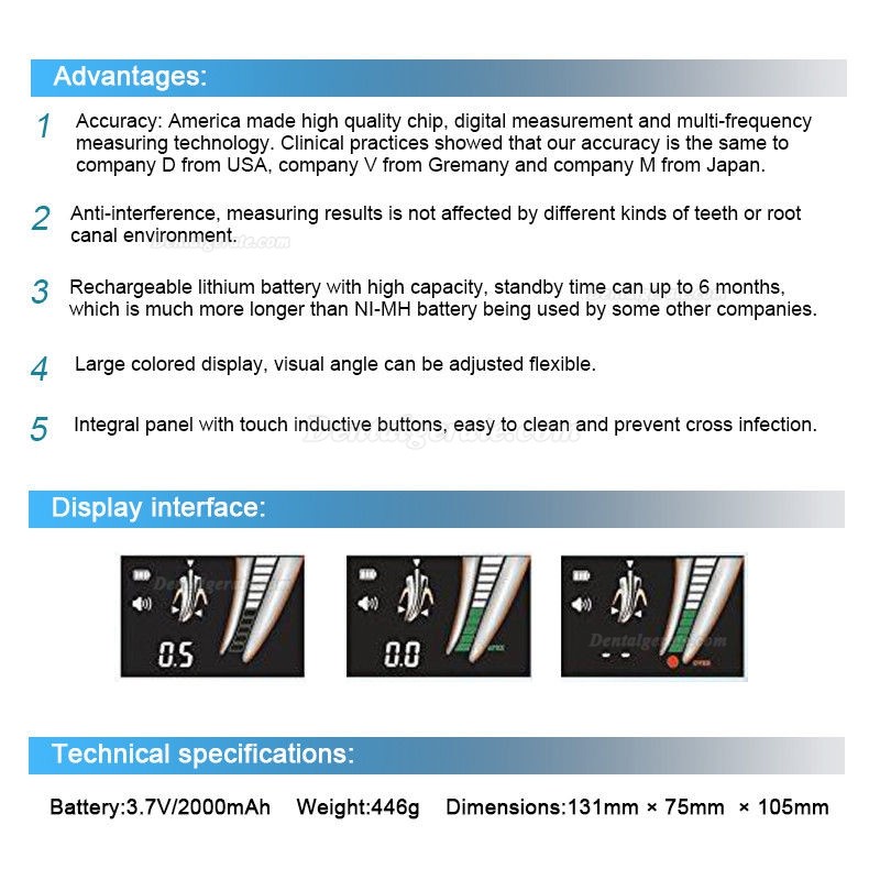 4.5 LCD Dental Wurzelkanal Apexlokalisator Endodontic Finder RPEX 6