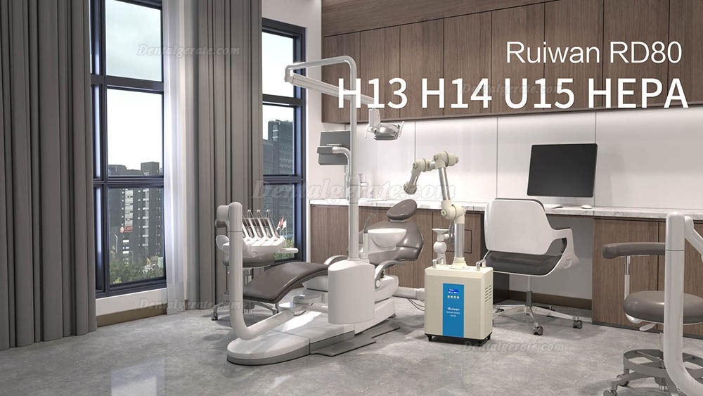 RUIWAN RD80 Extraorales Aerosol Zahnsaugsystem Externer Vakuumsauger 4 Filter Schicht + 2 UV-Lampen + Plasma