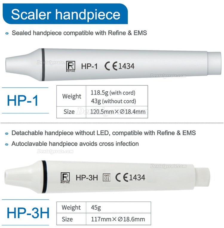 Refine® HP1/HP3/HP5L/HP6L Dental UltraschallScaler Handstück (Kompatibler EMS Woodpecker)