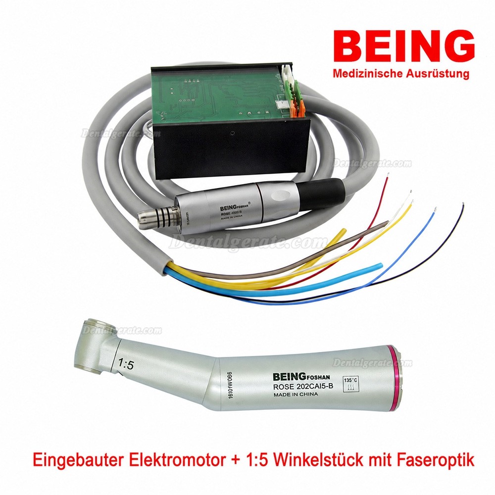 BEING Rose4000 Electric B&uuml;rstenloser Mikromotor + Rose 202CAI5-B Faseroptik 1:5 Winkelst&uuml;cke Handst&uuml;ck