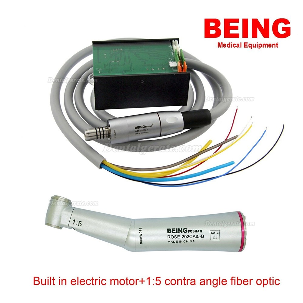 BEING Rose4000 Electric Bürstenloser Mikromotor + Rose 202CAI5-B Faseroptik 1:5 Winkelstücke Handstück BEING Rose4000 Electric Bürstenloser Mikromotor + Rose 202CAI5-B Faseroptik 1:5 Winkelstücke Handstück