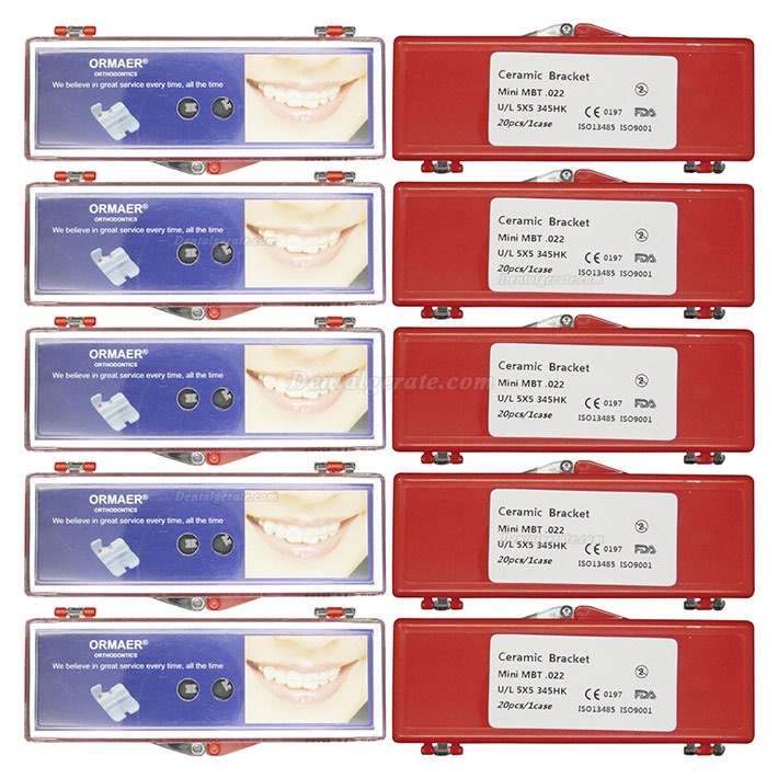 20 Boxen Dental Kieferorthop&auml;dische Keramik Brackets St&auml;nder Roth MBT 018 022 345 Haken