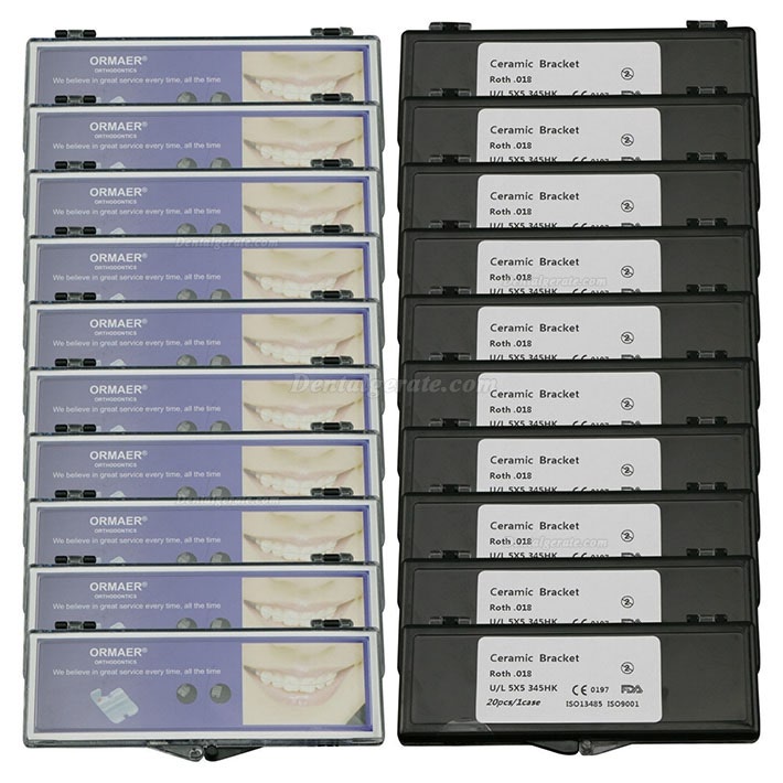 20 Boxen Dental Kieferorthop&auml;dische Keramik Brackets St&auml;nder Roth MBT 018 022 345 Haken
