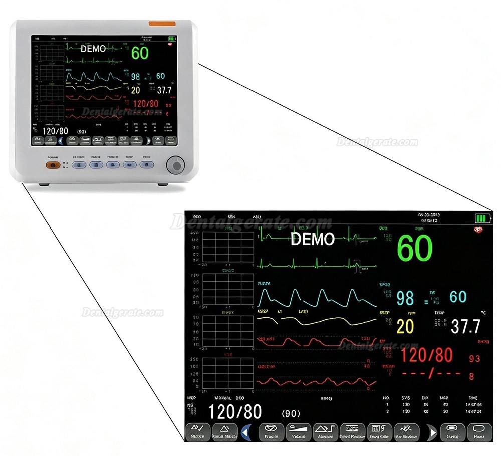 SINNOR SNP9000L-D 8-Zoll Patientenmonitor, 6 Parameter (EKG, NIBP, RESP, TEMP, SpO2, PR)
