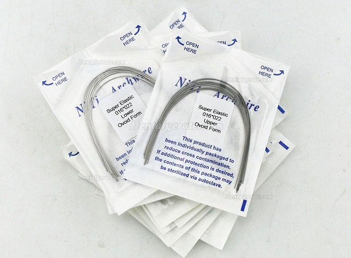 100 Packungen Dental Kieferorthop&auml;dische Super Elastisch NI-TI Arch Draht Rectangular Ovoid U/L