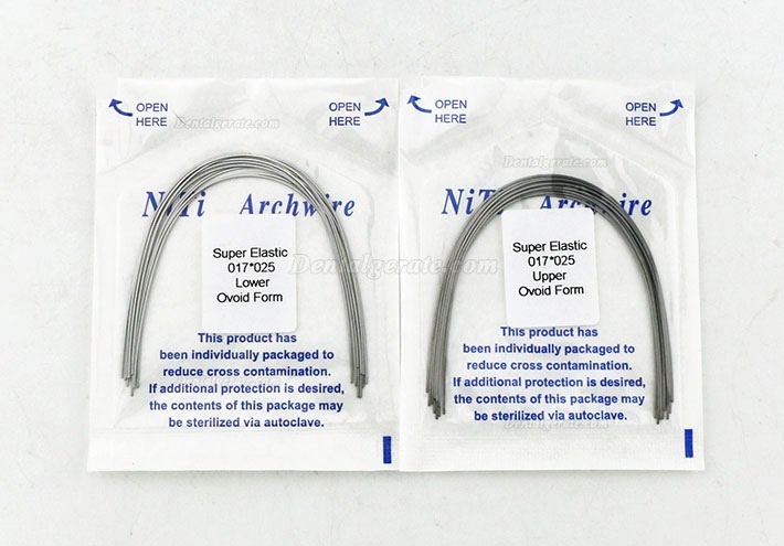 100 Packungen Dental Kieferorthop&auml;dische Super Elastisch NI-TI Arch Draht Rectangular Ovoid U/L