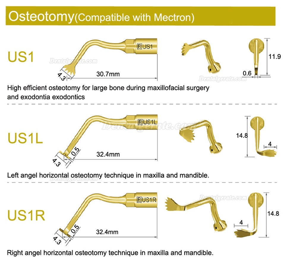 1 St&uuml;cke Refine&reg; Piezosurgery Osteotomie Knochenschneiden Spitze US1 US1L US1R US2 US3 US4 US5 US6 US7 US11 US12 (Kompatibel Mit Mectron Woodpecker)