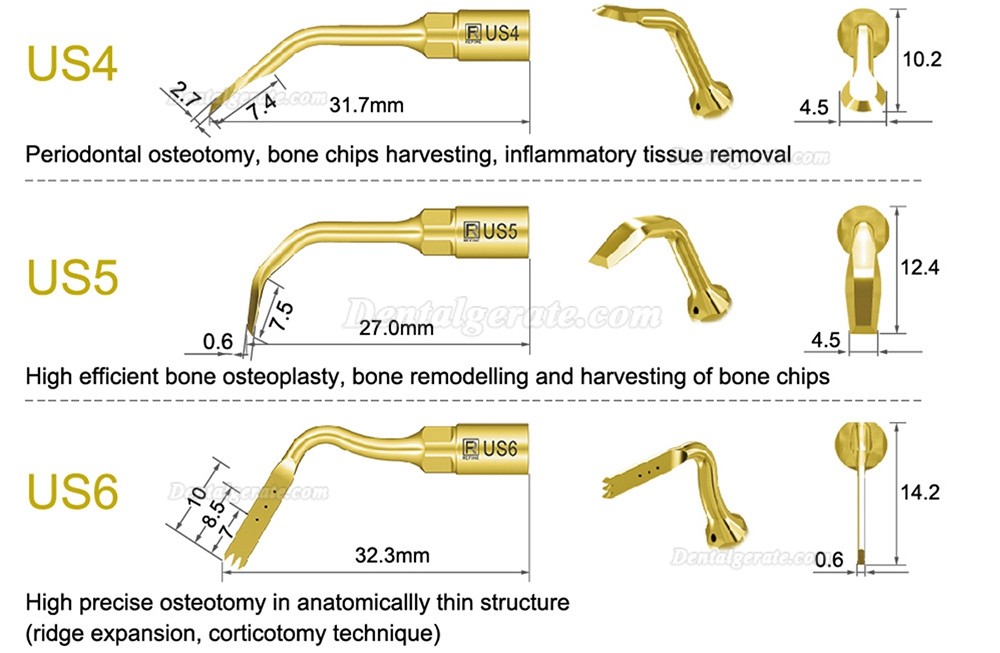 1 St&uuml;cke Refine&reg; Piezosurgery Osteotomie Knochenschneiden Spitze US1 US1L US1R US2 US3 US4 US5 US6 US7 US11 US12 (Kompatibel Mit Mectron Woodpecker)