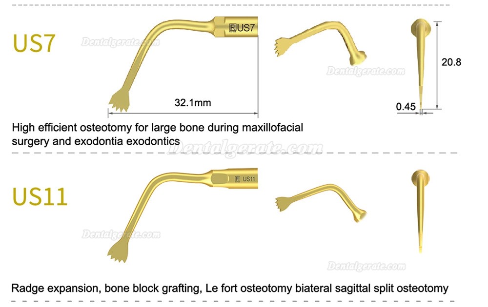 1 St&uuml;cke Refine&reg; Piezosurgery Osteotomie Knochenschneiden Spitze US1 US1L US1R US2 US3 US4 US5 US6 US7 US11 US12 (Kompatibel Mit Mectron Woodpecker)