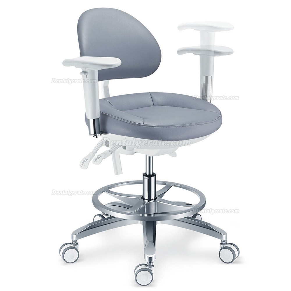 TYTC PLST-082-085 Dentalmikroskop Bedienerstuhl Ergonomischer Dentalhocker mit Armlehnen + R&uuml;ckenlehne + Fu&szlig;ring