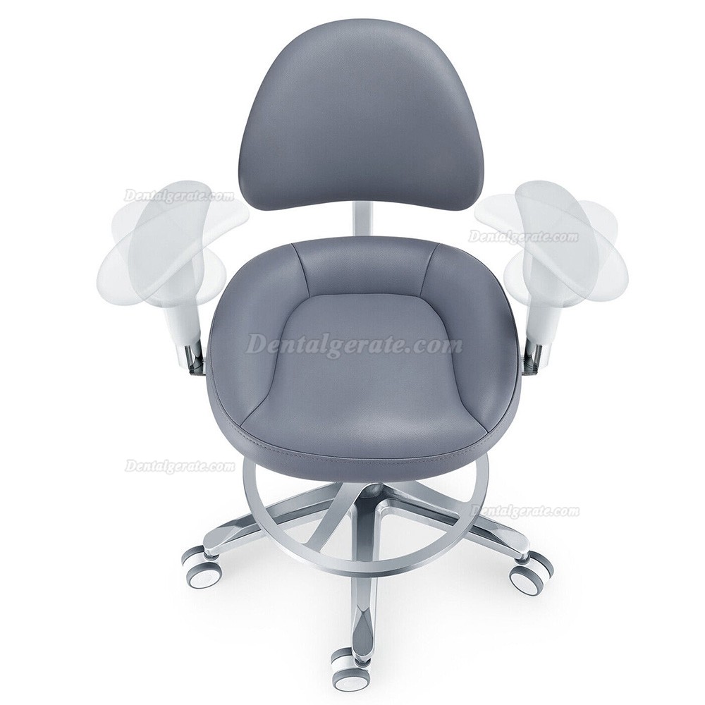 TYTC PLST-082-085 Dentalmikroskop Bedienerstuhl Ergonomischer Dentalhocker mit Armlehnen + R&uuml;ckenlehne + Fu&szlig;ring