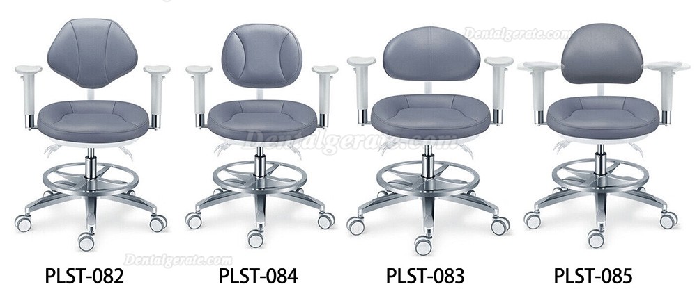 TYTC PLST-082-085 Dentalmikroskop Bedienerstuhl Ergonomischer Dentalhocker mit Armlehnen + R&uuml;ckenlehne + Fu&szlig;ring