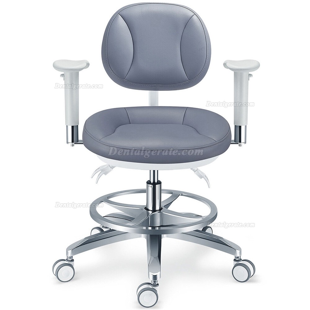 TYTC PLST-082-085 Dentalmikroskop Bedienerstuhl Ergonomischer Dentalhocker mit Armlehnen + R&uuml;ckenlehne + Fu&szlig;ring