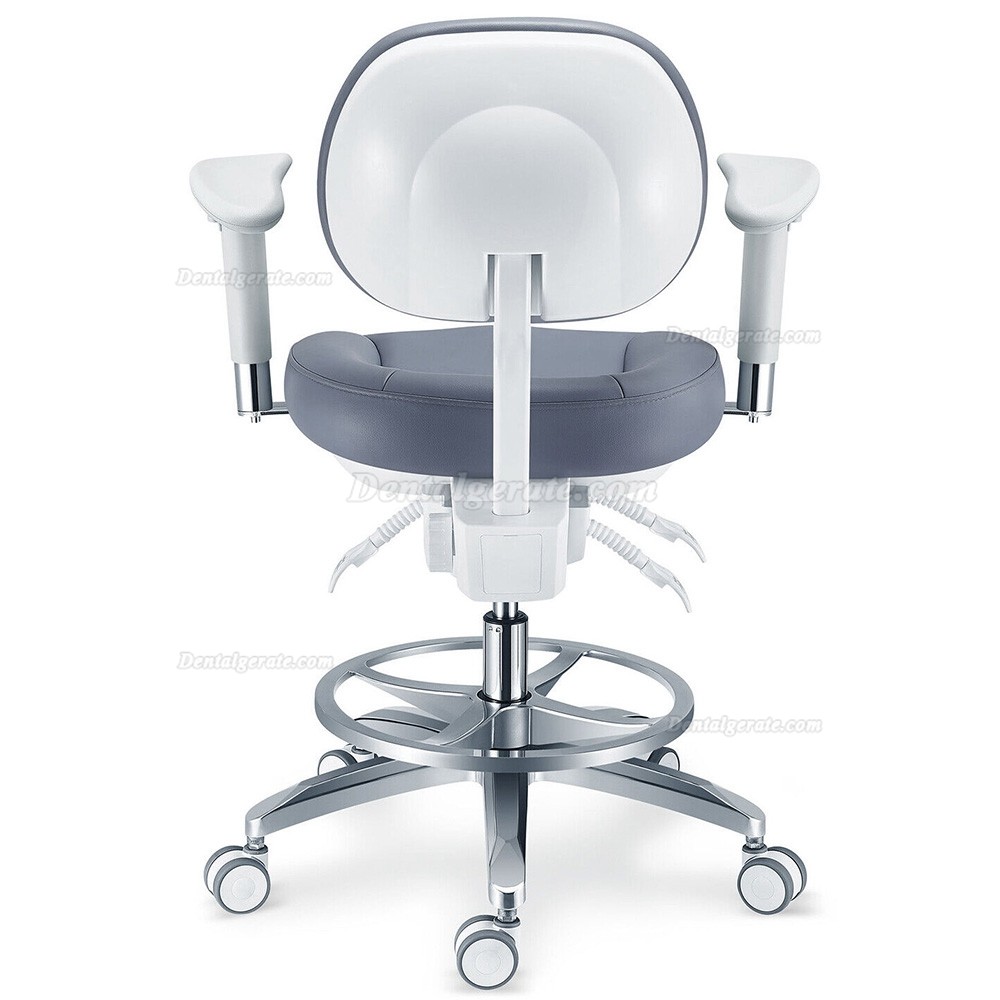 TYTC PLST-082-085 Dentalmikroskop Bedienerstuhl Ergonomischer Dentalhocker mit Armlehnen + R&uuml;ckenlehne + Fu&szlig;ring