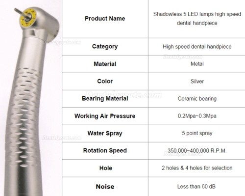 Dental E-Generator 5 LED Selbstenergie E-Generator Hochgeschwindigkeit-Handstück Druckknopf