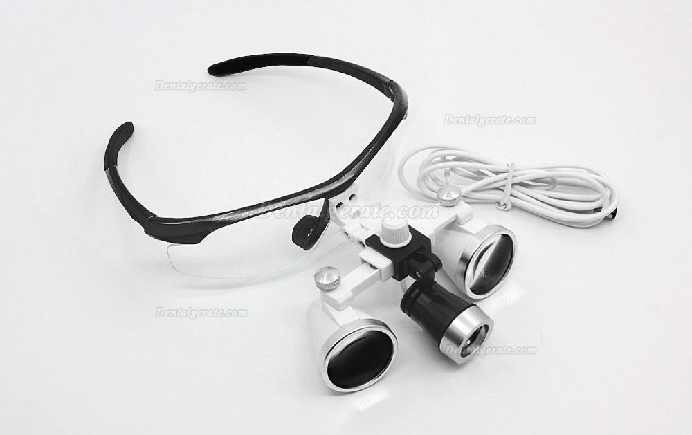 Dental Surgical 3.5X420mm Binokularlupen + LED-Scheinwerfer + Aluminiumbox Schwarz