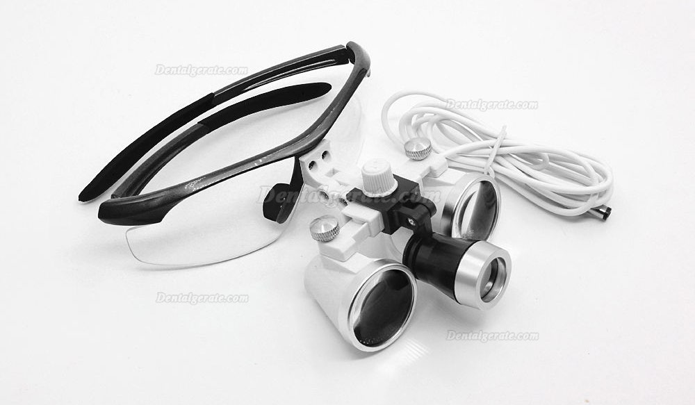 Dental Surgical 3.5X420mm Binokularlupen + LED-Scheinwerfer + Aluminiumbox Schwarz