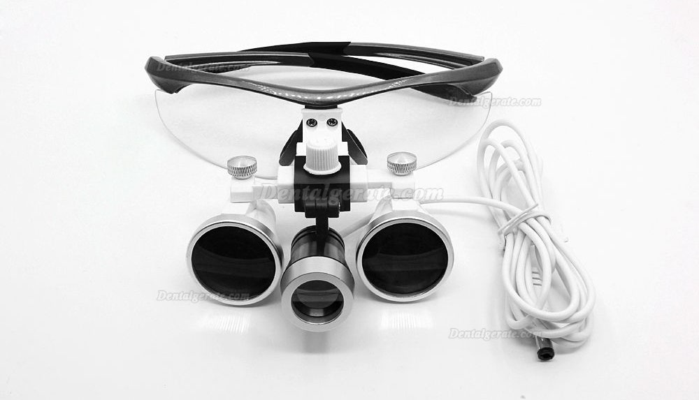 Dental Surgical 3.5X420mm Binokularlupen + LED-Scheinwerfer + Aluminiumbox Schwarz