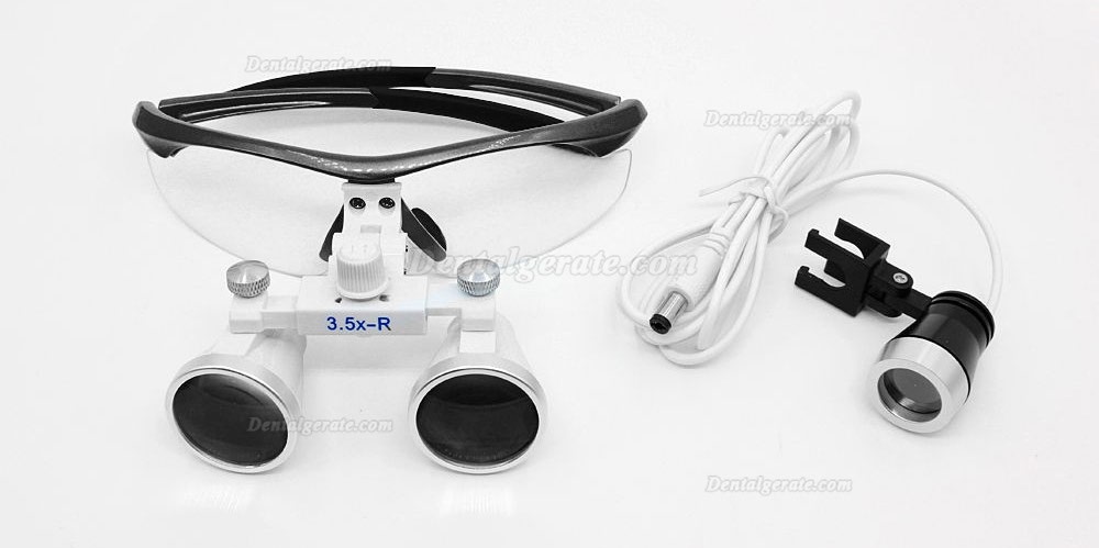 Dental Surgical 3.5X420mm Binokularlupen + LED-Scheinwerfer + Aluminiumbox Schwarz