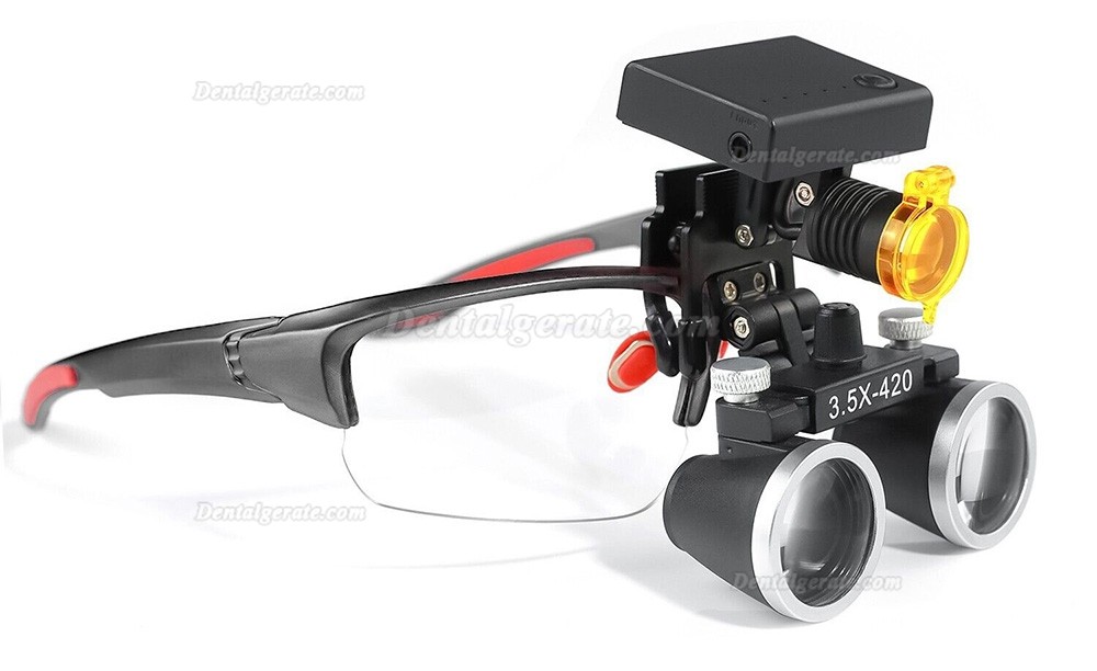 YUYO DY-117 Zahnarzt Lupenbrille mit Licht (3,5-Fache Lupenbrille + DY-010 3W LED Lupenbrille Licht)