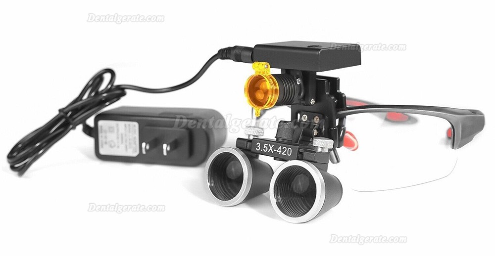 YUYO DY-117 Zahnarzt Lupenbrille mit Licht (3,5-Fache Lupenbrille + DY-010 3W LED Lupenbrille Licht)