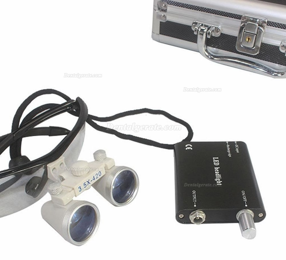 3.5 x Lupe mit LED f&uuml;r Zahnarzt mit Aluminiumgeh&auml;use 3W 420mm