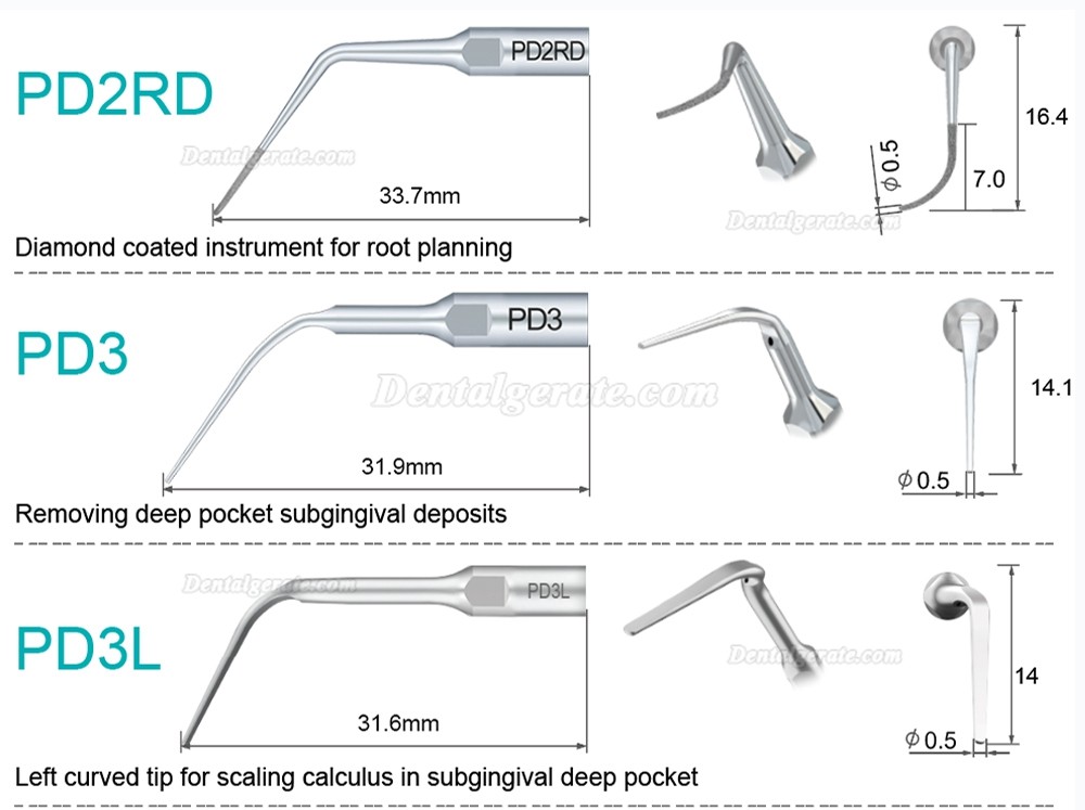 10 Stück Refine® UltraschallScaler Piezo Spitzen für Parodontologie PD2L PD2LD PD2R PD2RD PD5 PD6 PD7 PD8 PD10 (Kompatibel mit SATELEC NSK DTE GNATUS)