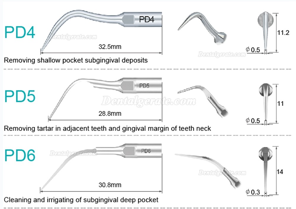 10 Stück Refine® UltraschallScaler Piezo Spitzen für Parodontologie PD2L PD2LD PD2R PD2RD PD5 PD6 PD7 PD8 PD10 (Kompatibel mit SATELEC NSK DTE GNATUS)