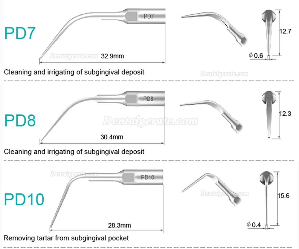 10 Stück Refine® UltraschallScaler Piezo Spitzen für Parodontologie PD2L PD2LD PD2R PD2RD PD5 PD6 PD7 PD8 PD10 (Kompatibel mit SATELEC NSK DTE GNATUS)