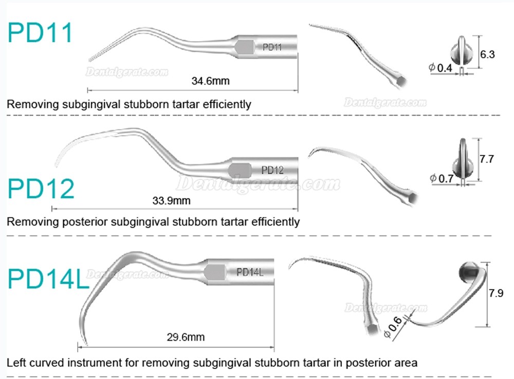 10 Stück Refine® UltraschallScaler Piezo Spitzen für Parodontologie PD2L PD2LD PD2R PD2RD PD5 PD6 PD7 PD8 PD10 (Kompatibel mit SATELEC NSK DTE GNATUS)