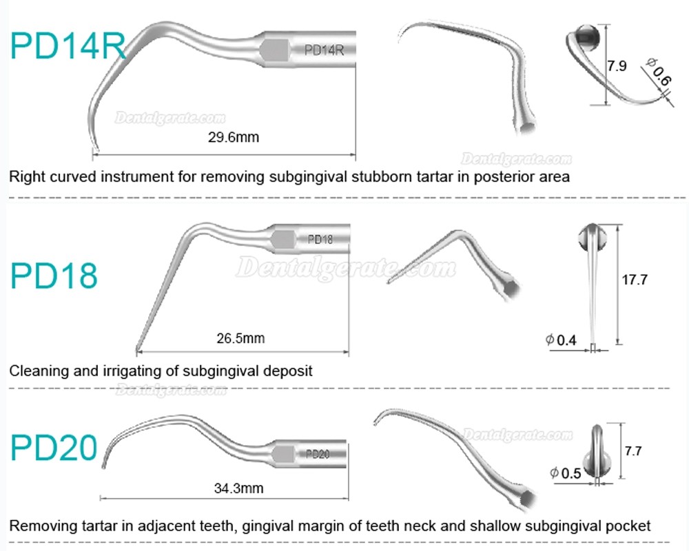 10 Stück Refine® UltraschallScaler Piezo Spitzen für Parodontologie PD2L PD2LD PD2R PD2RD PD5 PD6 PD7 PD8 PD10 (Kompatibel mit SATELEC NSK DTE GNATUS)